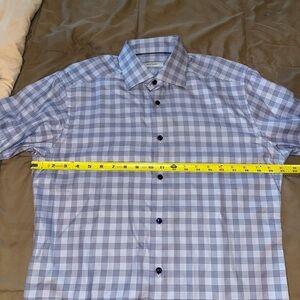Eton Men's Light Blue Plaid Button Down Shirt